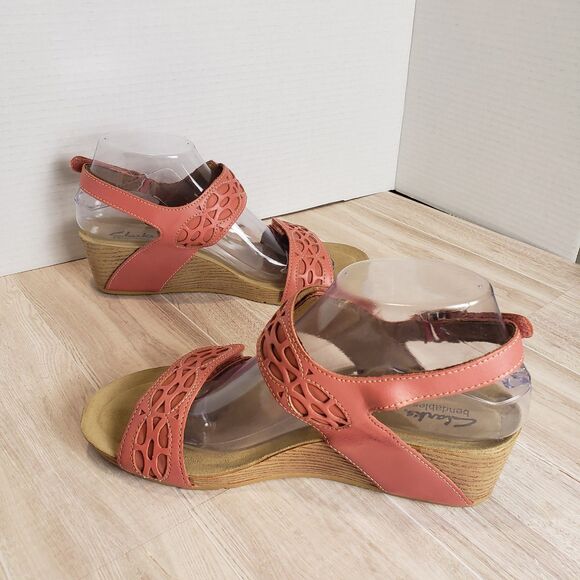 Clarks Alto Anthem Comfort Adjustable Slingback Pink Leather Sandals Size 7.5 - Picture 5 of 8